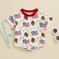 thumbnail image 2 of KAUOD My First 4th of July Baby Boys Outfit Romper Boddler Cute Print Short Sleeve Bodysuits Jumpsuit Crew Neck Clothes, 2 of 7