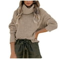 thumbnail image 2 of Women's Casual Sweater Turtleneck Long Sleeve Solid Loose Knit Sweater, 2 of 5