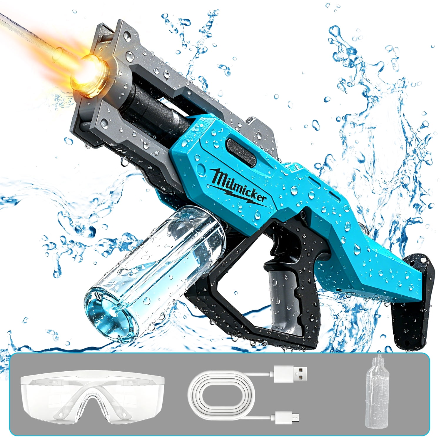 Dual Mode Electric Manual Water Blaster Twin Guns Set with Large