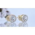 thumbnail image 3 of Dazzlingrock Collection Round White Diamond Double Circle Illusion Set Screwback Stud Earrings for Women (0.25 ctw, Color I-J, Clarity I2-I3) in 10K Yellow Gold, 3 of 6
