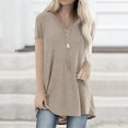 thumbnail image 2 of Womens Tunics or Tops to Wear with Leggings Long Spring Shirts Trendy Short Sleeve V Neck Flowy Tunic Tops Dressy Casual Cute Blouses Fall Clothes, 2 of 5