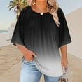 thumbnail image 2 of Horkkom Plus Size Tops for Women Summer Crew Neck Short Sleeve Shirts Casual Loose Gradient Print Tunic Top XXL, 2 of 6
