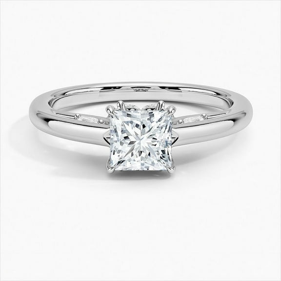 Dash Jewel Silver 14K White Gold Plated Ring - Princess Cut Excellent 1.9 Ct Diamond Rings For Women's - Princess Solitaire with Marquise Accent Diamond Rings - Engagement Wedding Diamond Rings