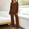 thumbnail image 3 of Women's Soft, Comfortable Knit Pajama Set, Brown, 3 of 5
