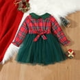 thumbnail image 2 of Tfken Christmas Toddler Girls Dress Long Sleeve Plaid Print A-Line Relaxed Mesh Green Dresses Size 18-24 Months, 2 of 7