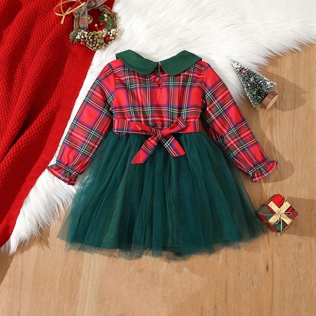 Robe Fille Noël à Manches Longues à Carreaux Patchwork à Empiècements Robe Grenadine Robes Filles Noël Robes Filles Taille 8-10 Noël Robes Filles Taille 10-12 Beige Robes Filles Taille 7 Noël