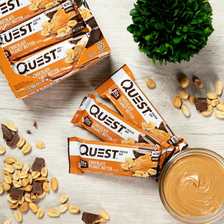 (3 pack) Quest Protein Bar, Gluten Free, Low Carb Chocolate Peanut Butter, 20g Protein, 4 Ct