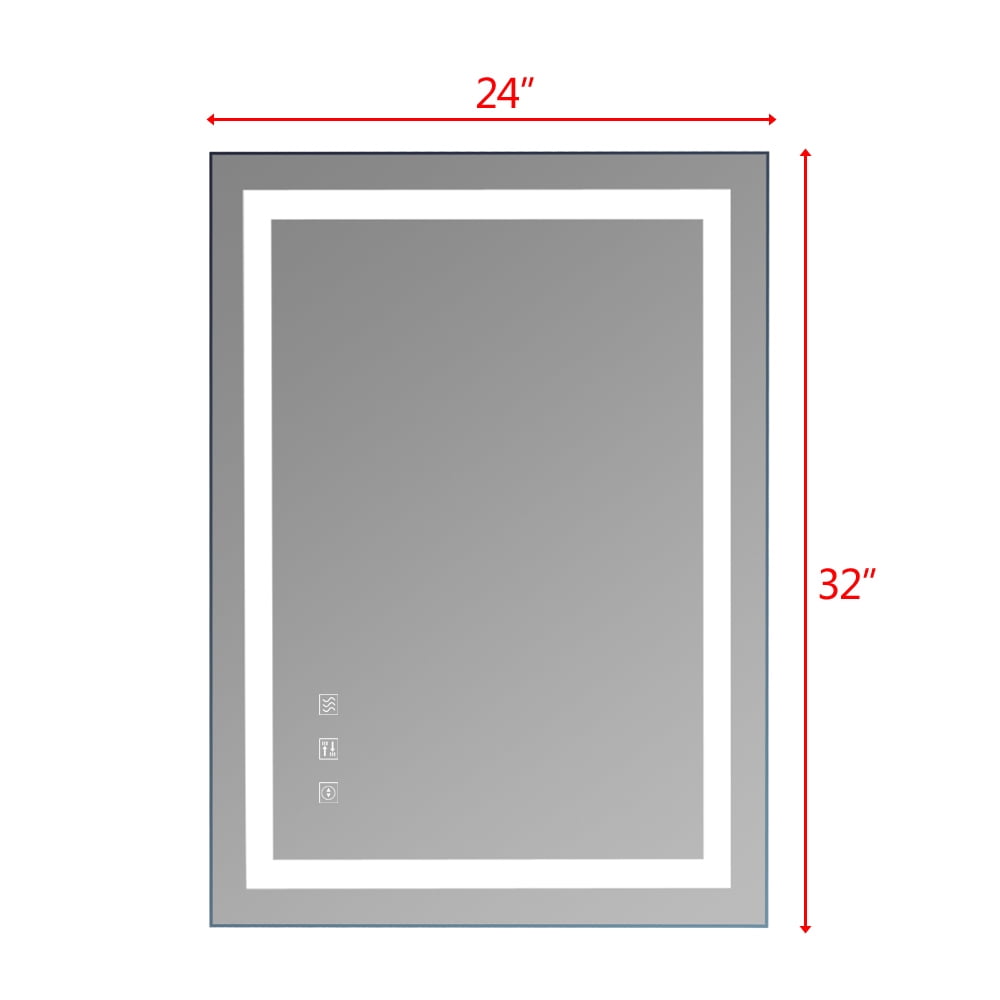 Kepooman 32*24" Square Touch LED Bathroom Mirror, Tricolor Dimming Lights Kepooman 32*24" Square Touch LED Bathroom Mirror, Tricolor Dimming Lights