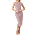 thumbnail image 2 of Vestido formal midi sin mangas de cuello barco para mujer INSPIRE CHIC color rosa M, 2 of 5
