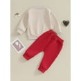 thumbnail image 3 of Bagilaanoe 2Pcs Toddler Baby Boy Valentine's Day Clothes Letter Print Long Sleeve Sweatshirt Tops + Sweatpants 3M 6M 12M 18M 24M 3T Kids Pants Set, 3 of 8