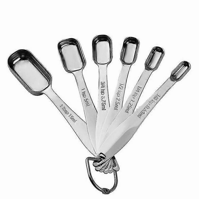 Measuring Spoons Set Stainless Steel Long Handle Measuring Spoons Stackable Heavy Duty Metal Teaspoon Tablespoon Measure Spoon Set Of 6 For Measuring