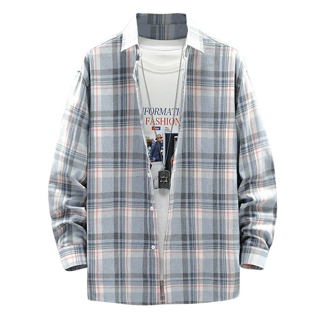 cllios Liquidation Chemise en Flanelle pour Homme Chemise à Carreaux à Manches Longues Veste Chemise Décontractée Boutonnée Coupe Régulière Chemise d'Extérieur Douce pour Homme