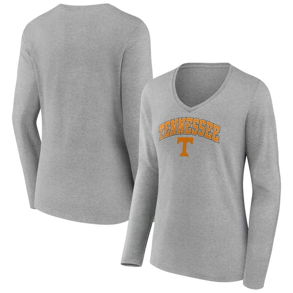 Women's Gray Tennessee Volunteers Campus Long Sleeve V-Neck T-Shirt