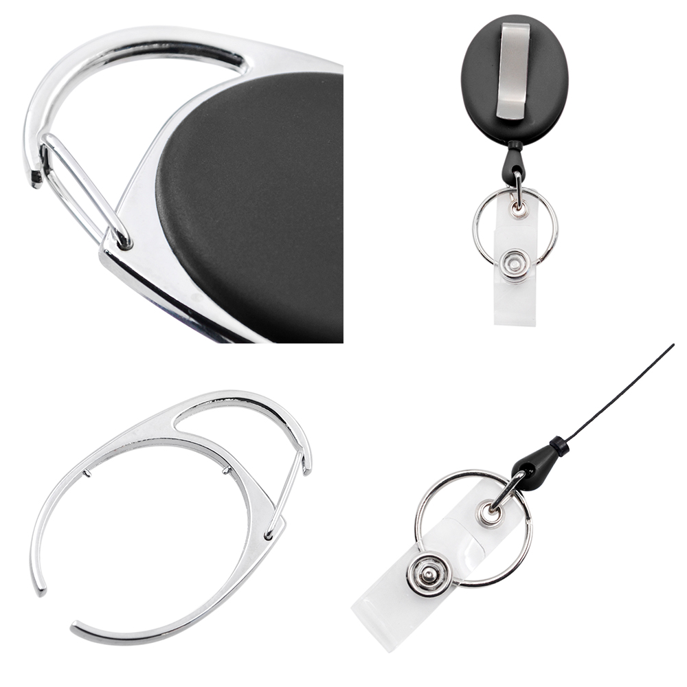 GOGO Carabiner Badge Holder Reels With Back Splint Office Business Card Supply-BLACK200PCS