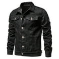 thumbnail image 2 of Miluxas Mens Denim Jacket , Washed Ripped Distressed Flex Stretch Casual Trucker Biker Jeans Jacket for Men Black 6(M), 2 of 4