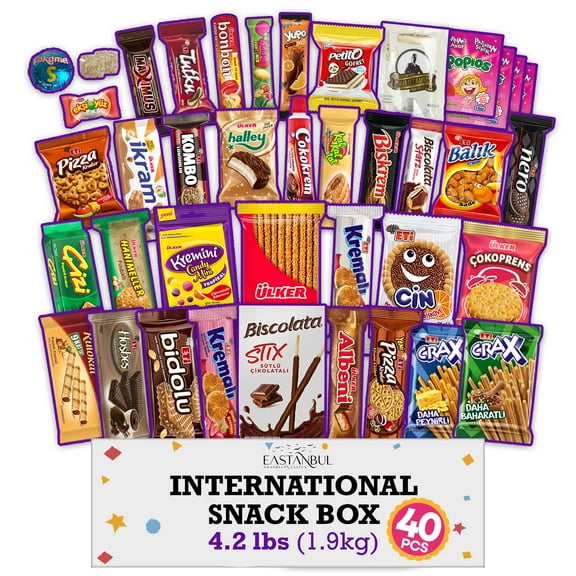 Eastanbul International Snack Box, 40 Pieces Full-Size Foreign Snack Box