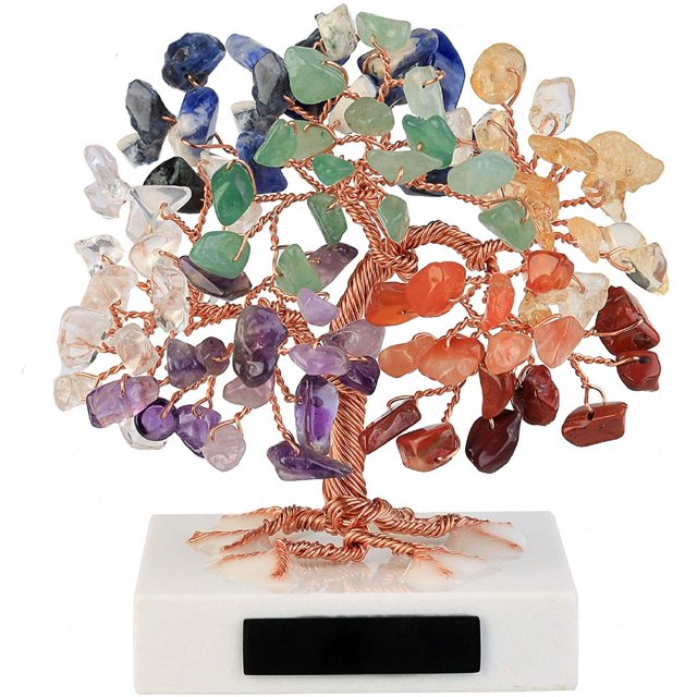 Árbol de cristal de chakra de árbol de la vida natural premium con propiedades curativas - Bonsai Feng Shui Money Tree Healing and Good Luck Xemadio LHH-0664