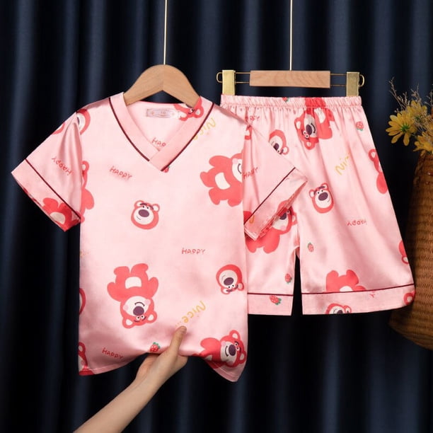 Disney Mickey Mouse Minnie Ice Silk Pijamas para niños Verano para niños Cute Cartoon Thin Style Shorts de manga corta Ropa para el hogar Set14 altura 125-135cm Gao Jinjia LED
