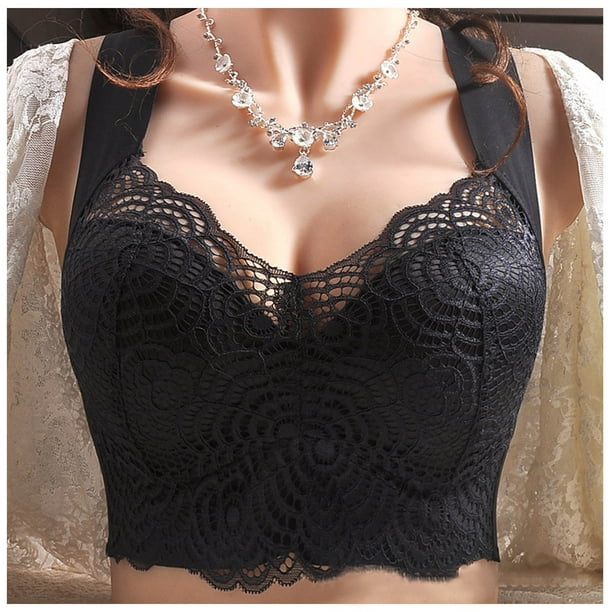 LSLJS Women's Bra Women's Lace Plus Size Bra No Steel Ring Push Up Underwear  Vest-Style Sleep Bra Summer Savings Clearance 