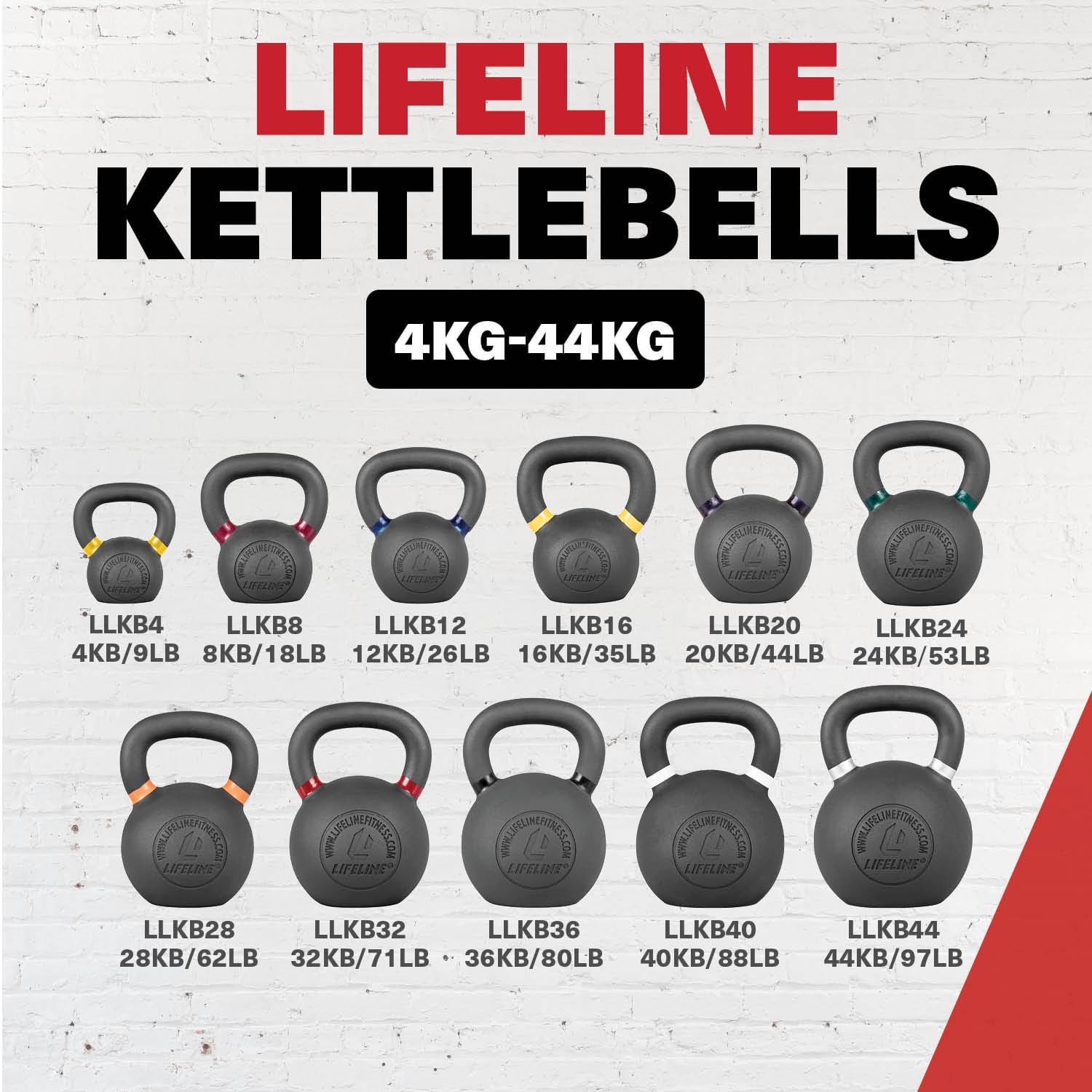 Lifeline Fitness 97 lb Cast Iron Single Kettlebell