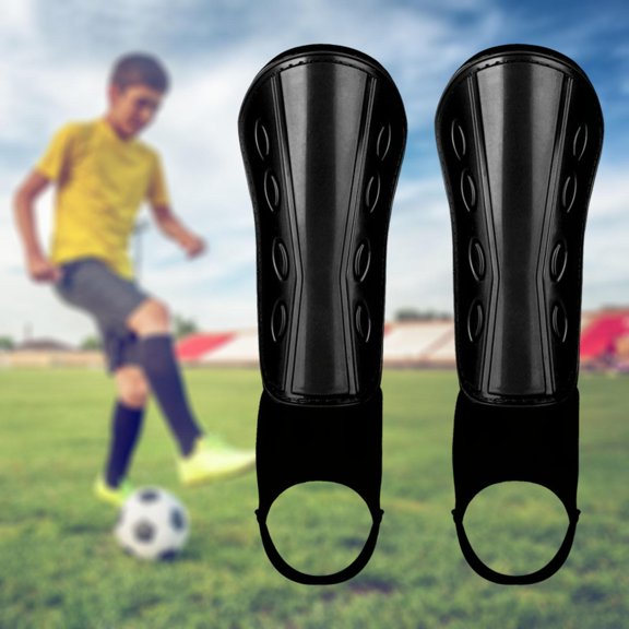 Espinilleras de Fútbol para Entrenamiento Deportivo Cola Ajustables para Niños y Adultos Negro