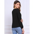 thumbnail image 3 of DARING DIVA Women's Tie Front Casual V Neck Blouses XS Black, 3 of 6