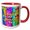 Red/White, variant on 3drose, Neon Butterflies and Rainbows 1st Birthday, 15oz Mug