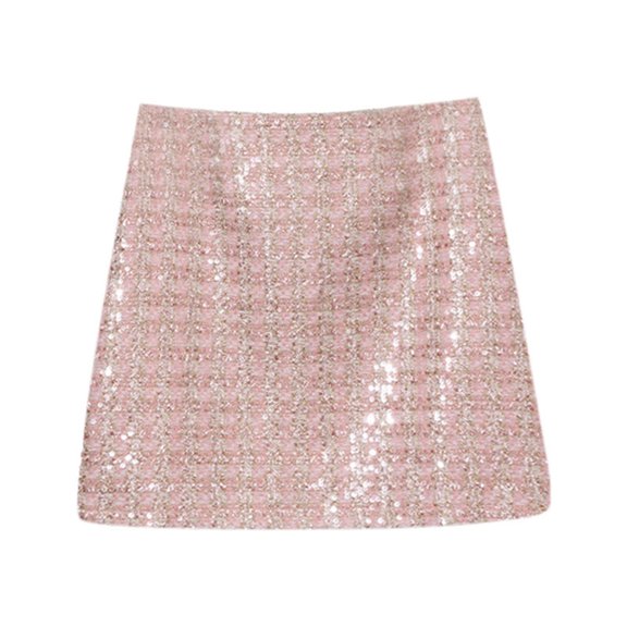Women's Sparkly Wool Sequined Wrap Skirt Elegant Autumn Winter Fashion Step Skirt Small Fragrance Design