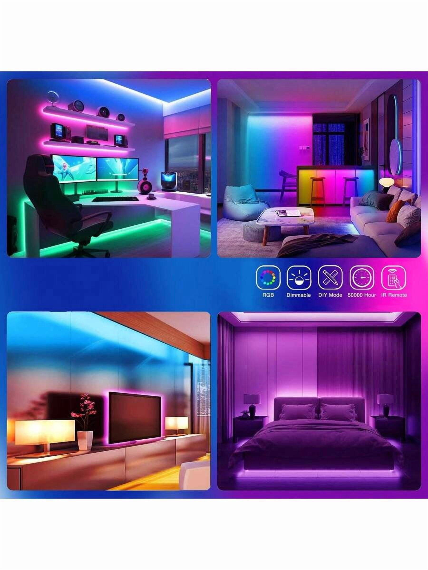 Music Sync LED Strip Lights 3-100ft, App & Remote Control, Color Changing, Timer, Dimmable, Easy Install for Bedroom Living Room Halloween Christmas Decor