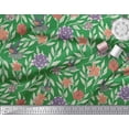thumbnail image 2 of Soimoi Green Cotton Poplin Fabric Flying Bird & Floral Decor Fabric Printed BTY 42 Inch Wide, 2 of 3