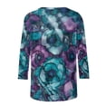 thumbnail image 3 of Camisetas de Manga 3/4 para Mujeres Impresas Cuello Redondo Blusa Casual Top de Verano Suave, 3 of 5