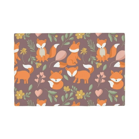 

Table Placemats Set of 6 - Cute Little Fox 12x18 In Faux Linen Double Heat Resistant Place Mats Cloth Indoor/Outdoor Placemats Washable Table Mats for Dining Kitchen Party