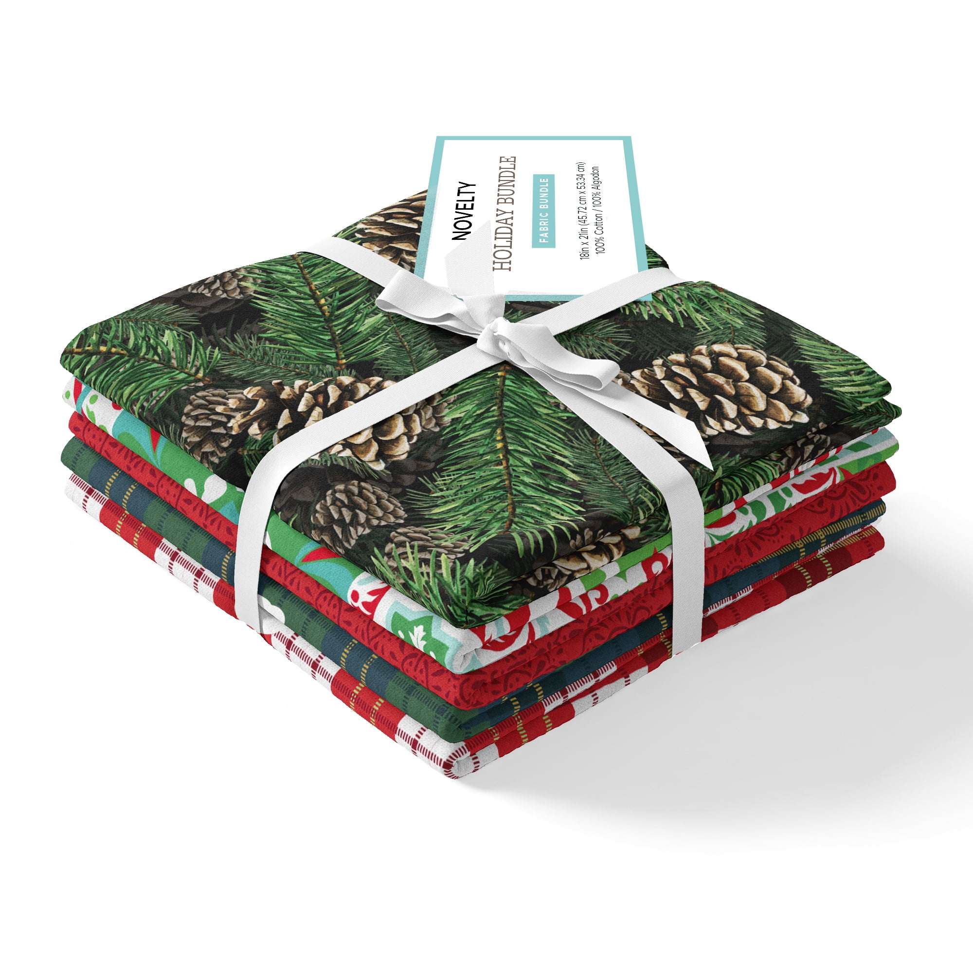 (3 pack) David Textiles 18" x 21" 100% Cotton Holiday, Multi-color, for Quilting & Sewing, 5 Pieces