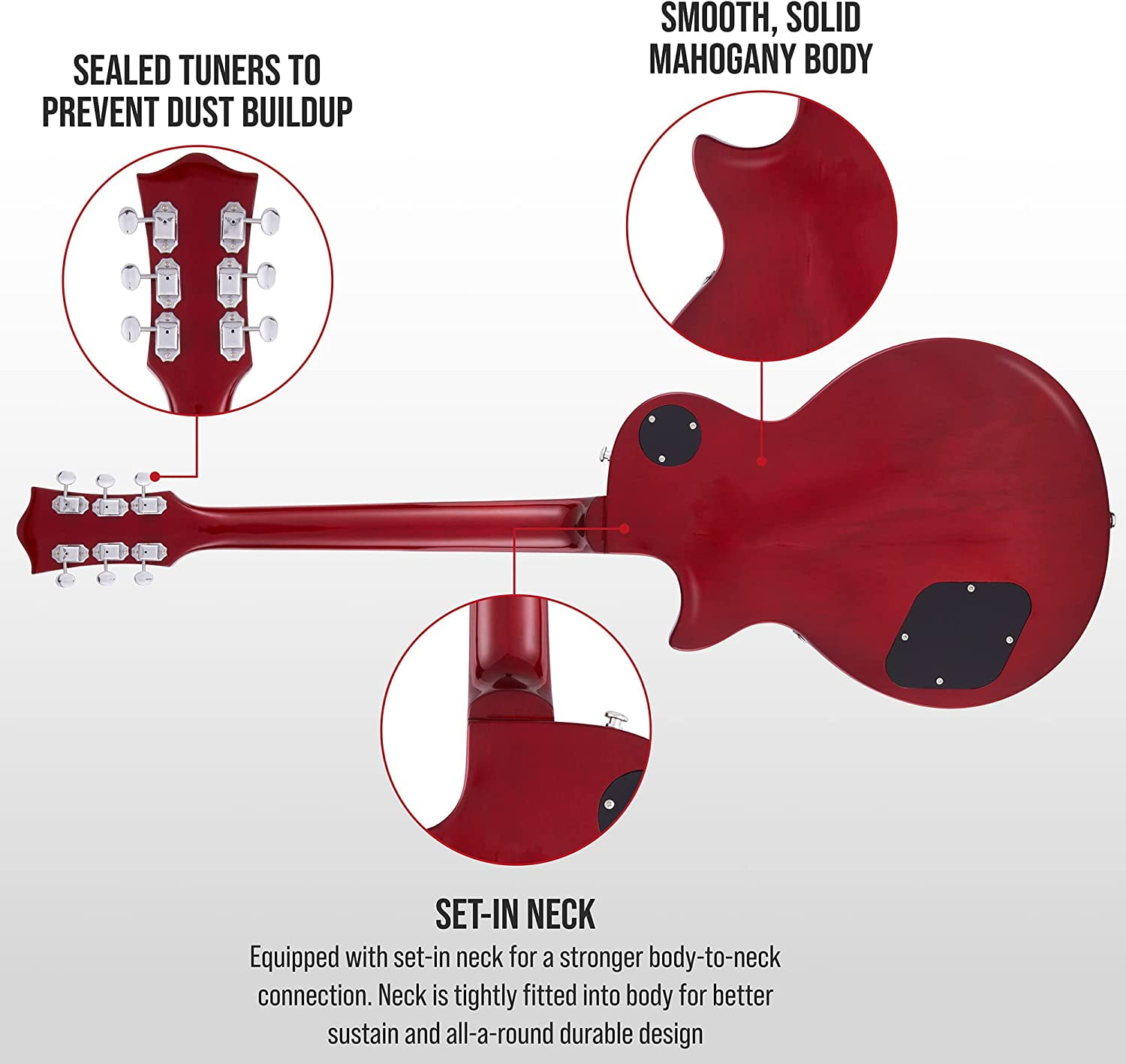 LyxPro Les Paul Electric Guitar 39-Inch SB Series with Humbucker Tone