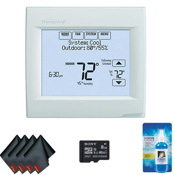 Honeywell TH8321R1001 Vision pro 8000 Thermostat (White) with 8GB microSD Card and Screen Cleaning Kit