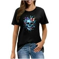 thumbnail image 3 of Women's Morbid Floral Skull Tee - Vintage Sugar Skull Graphic T-Shirt | Plus Size Loose Fit Gothic Tops for Women & Teens, 3 of 4