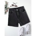thumbnail image 5 of EMMIOL Women's High-Mid Waisted Stretchy Denim Shorts Basic Wash Solid Casual Boyfriend Y2K Jorts for Summer, 5 of 6
