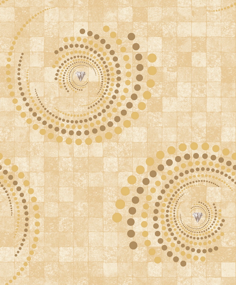 Abstract Brown, Mustard, Grey Spiral Wallpaper Roll