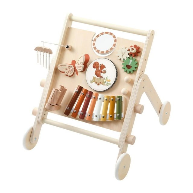 Andadores de madera con ruedas para bebés, centro de actividades musicales para bebés, juguete educativo de percusión para niños pequeños, para