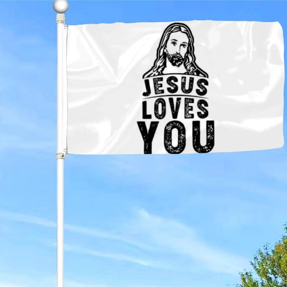 Bayyon Jesus Loves You Flag Banner with Grommets 3x5Feet Man cave Decor