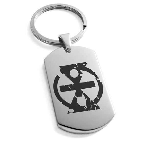 Stainless Steel Ancient Tribal Change Rune Engraved Dog Tag Keychain Keyring