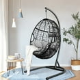 thumbnail image 1 of Costway Chaise Hamac avec Support Balançoire Suspendue Rembourrée Chaise Oeuf pour Intérieur Gris, 1 of 10