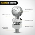 thumbnail image 6 of Nilight 2-Inch Diameter Chrome Trailer Hitch Ball, 3,500 lbs, 3/4 x 1-3/4-Inch Shank Universal Fit Gray, 2 Years Warranty, 6 of 7