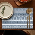 thumbnail image 5 of Blue and White Geometric Striped Pattern Summer Placemats Table Placemats Set Of 4-Linen Kitchen Washable Placemats Table Mats 11.8"x17.7"Non-Slip Heat Resistant, 5 of 6