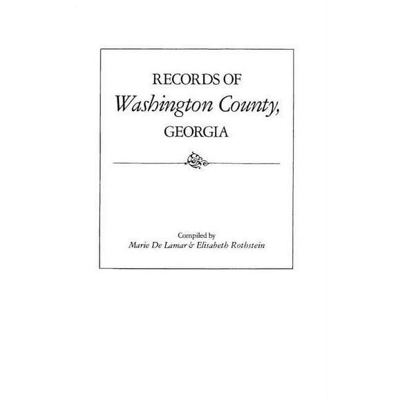 Records of Washington County, Georgia, (Paperback)