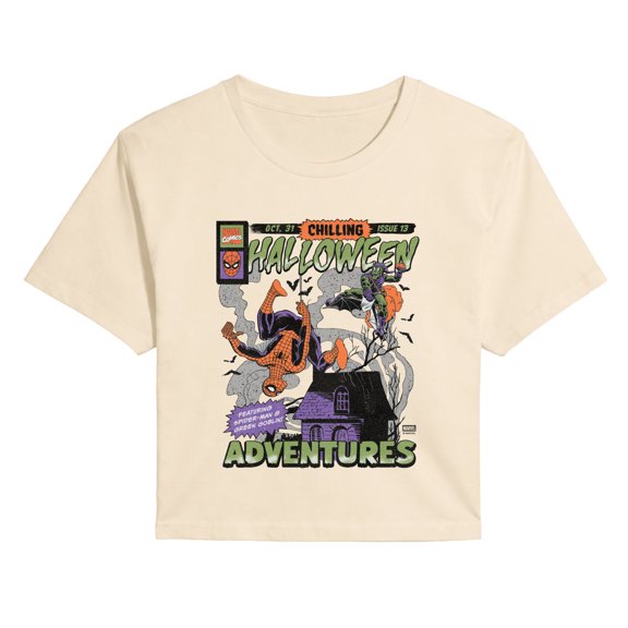 Spider-Man - Halloween Adventures Cover - Juniors Cropped Graphic T-Shirt