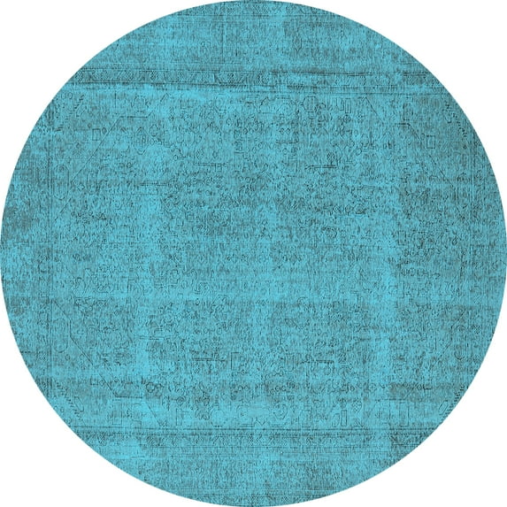 Ahgly Company Indoor Round Oriental Light Blue Industrial Area Rugs, 3' Round