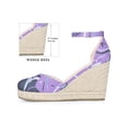 thumbnail image 2 of BLISSFUL STEP Platform Espadrilles Closed Toe Wedge Heel Sandals for Women Purple Flower 8.5, 2 of 6