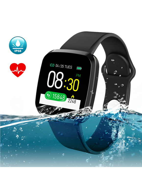 AGPTEK Smart Watch, IP68 Waterproof Fitness Tracker Wireless Bluetooth Wrist Watch with Blood Pressure Monitor, Heart Rate Monitor, Sleeping Monitor for IOS and Android