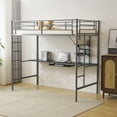 thumbnail image 4 of Ktaxon Twin Loft Bed with Desk, Metal Bunk Bed Frame with Shelf for Small Space, Gray, 4 of 12